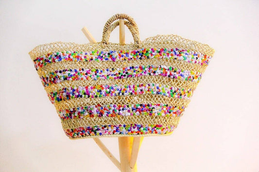 Sequin Baskets Straw bag