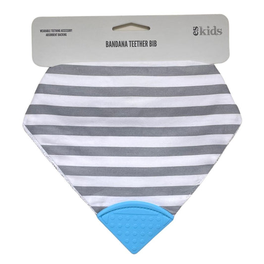 Bib - Grey Stripe/Blue with teether