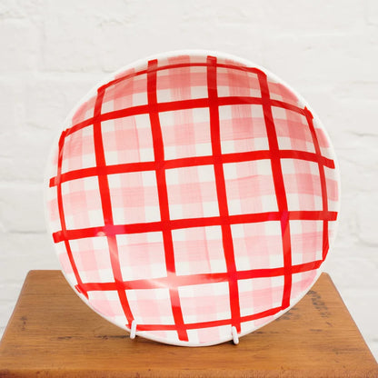 Pink and Red Gingham Bowl