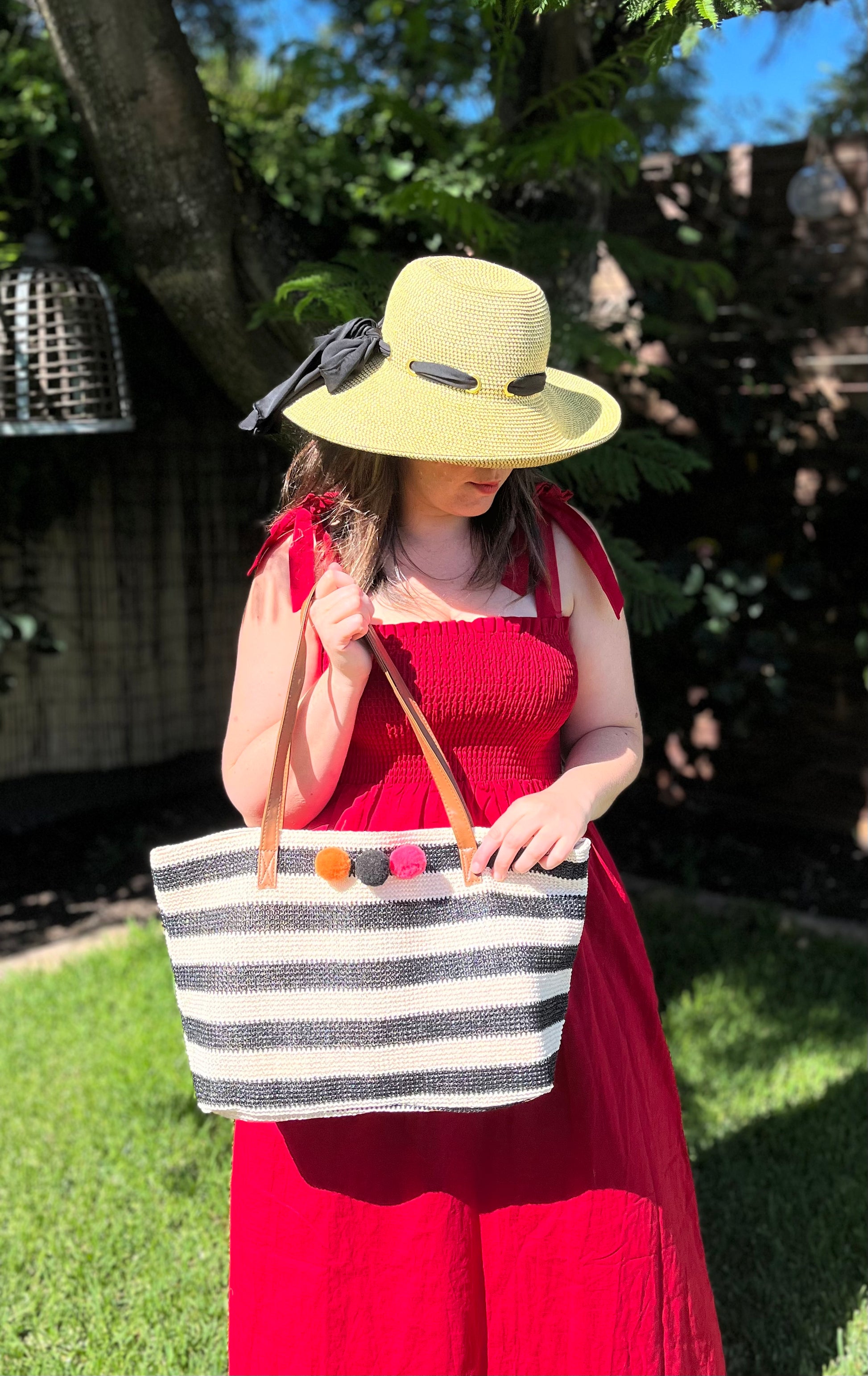 Striped straw online bag